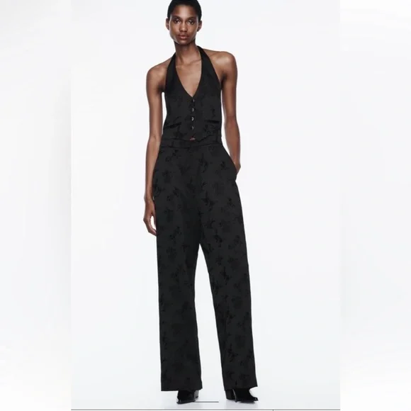 Zara Jacquard Vest Jumpsuit - Picture 2 of 14